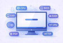 60+ Computer Abbreviations Every PC User Should Know (Updated 2026) feature image showing computer abbreviations like CPU RAM SSD VPN AI around a PC