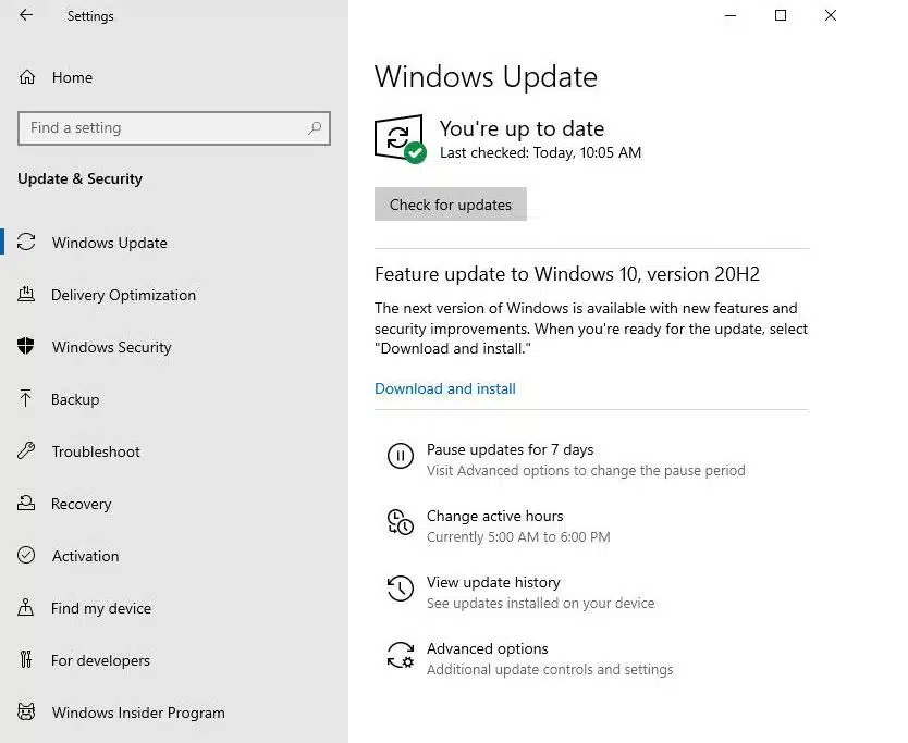 Download Windows 10 version 20H2