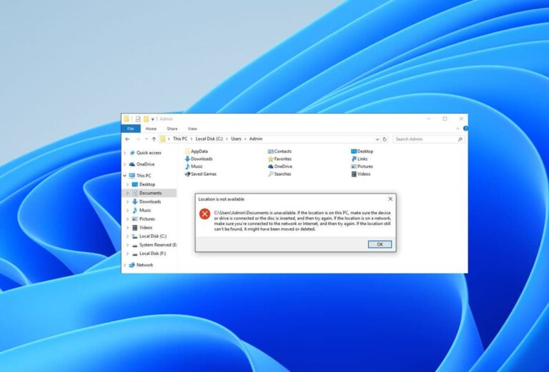 onedrive location is not available windows 10
