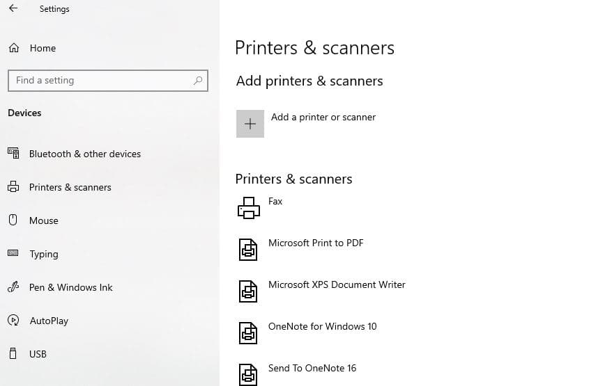 Add printer windows 10