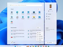 Hibernate option in the Start Menu’s Power section