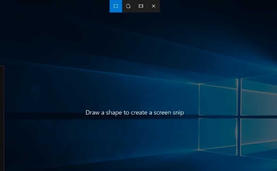 Draw a Shape to create a screen snip