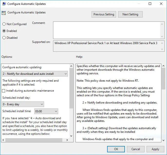Group Policy Editor To stop windows 10 Update