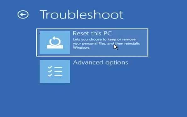 Reset This PC advanced options