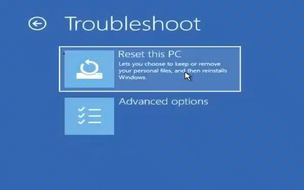 Reset This PC advanced options