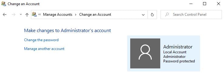 Administrator account