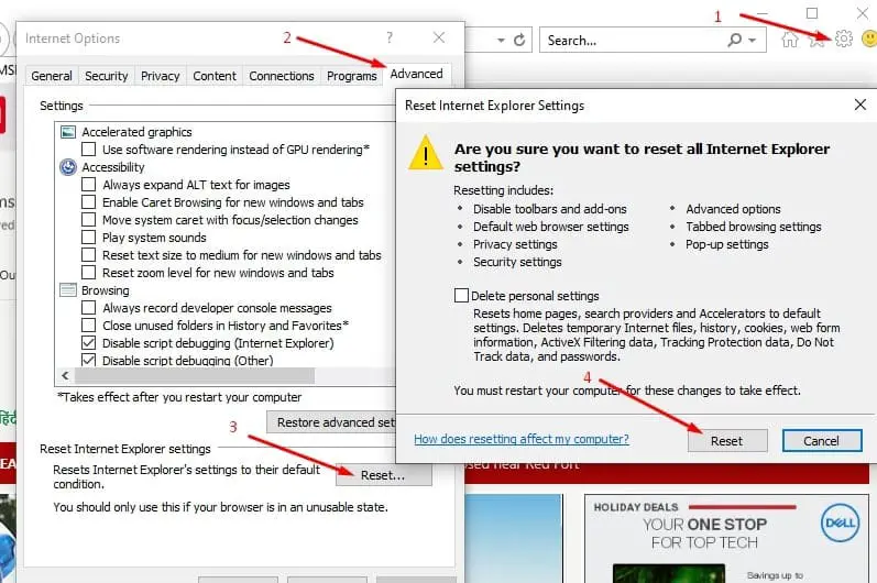Reset Internet explorer