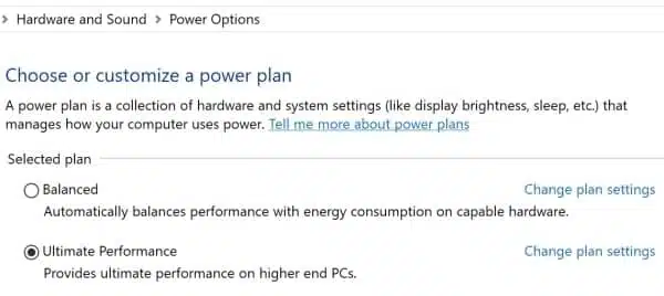 Ultimate Performance mode in Windows 10