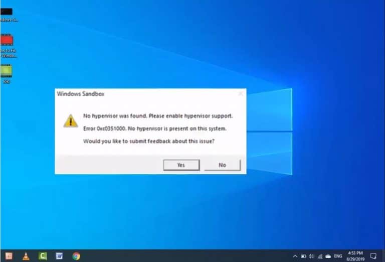 Solved: Windows 10 Sandbox no hypervisor was found (0xc0351000)