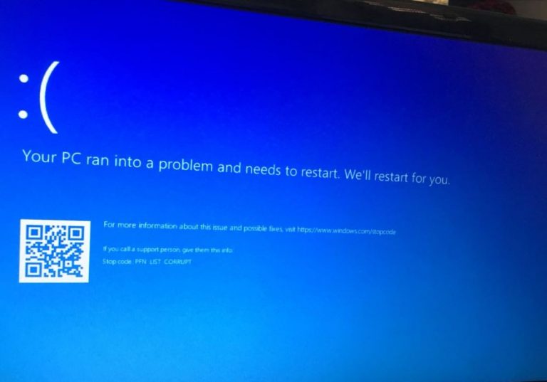 Solved: PFN List Corrupt Blue Screen Error on Windows 10