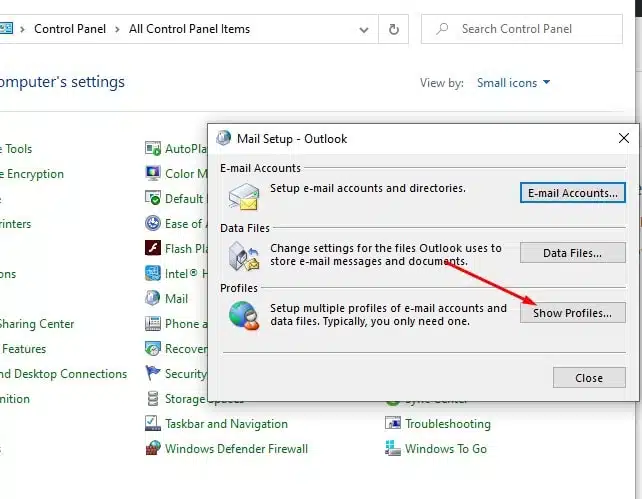 Show outlook profile