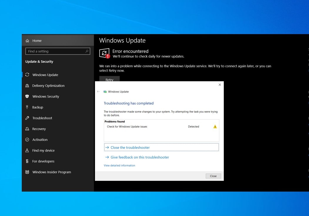 Windows 10 Cumulative update install Error