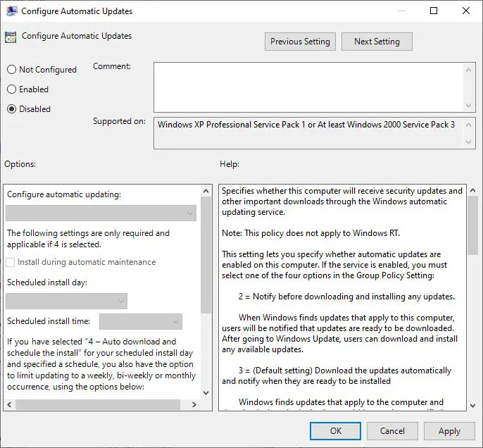 Configure automatic updates