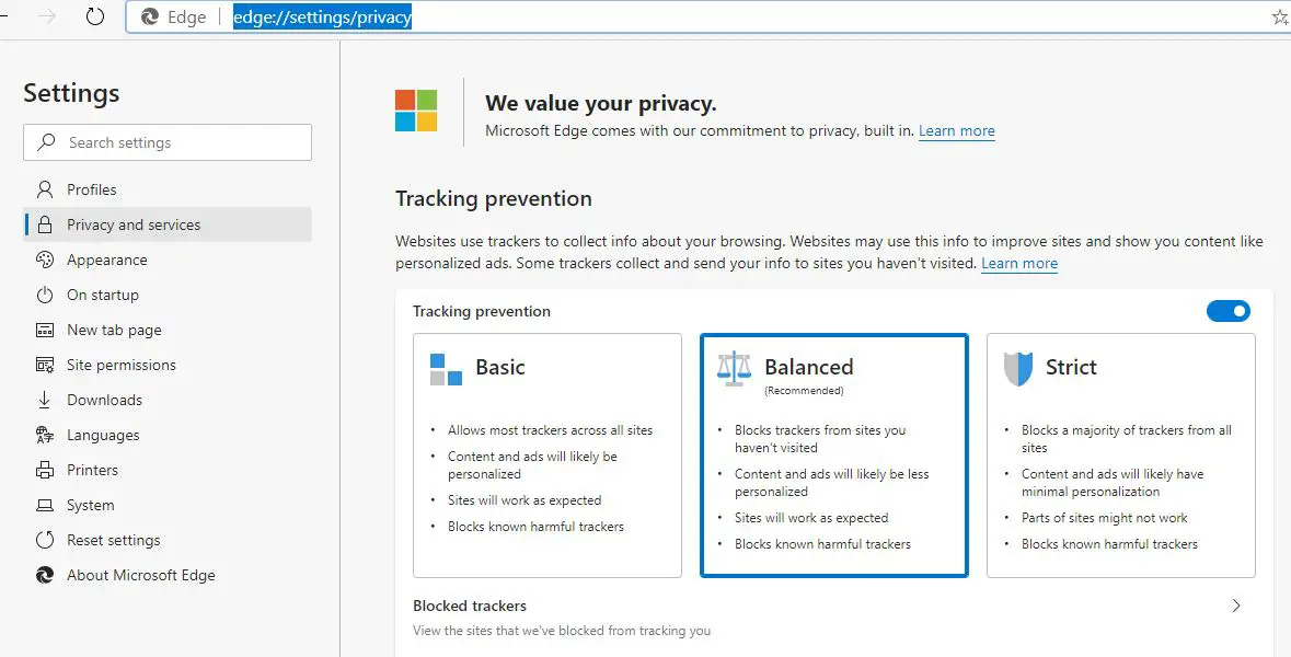 edge tracking prevention