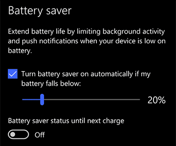 Enable Windows 10 Battery Saver Mode
