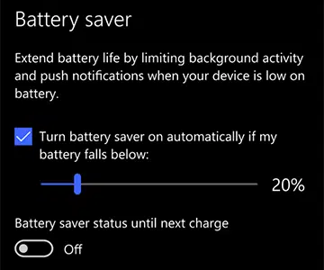 Enable Windows 10 Battery Saver Mode