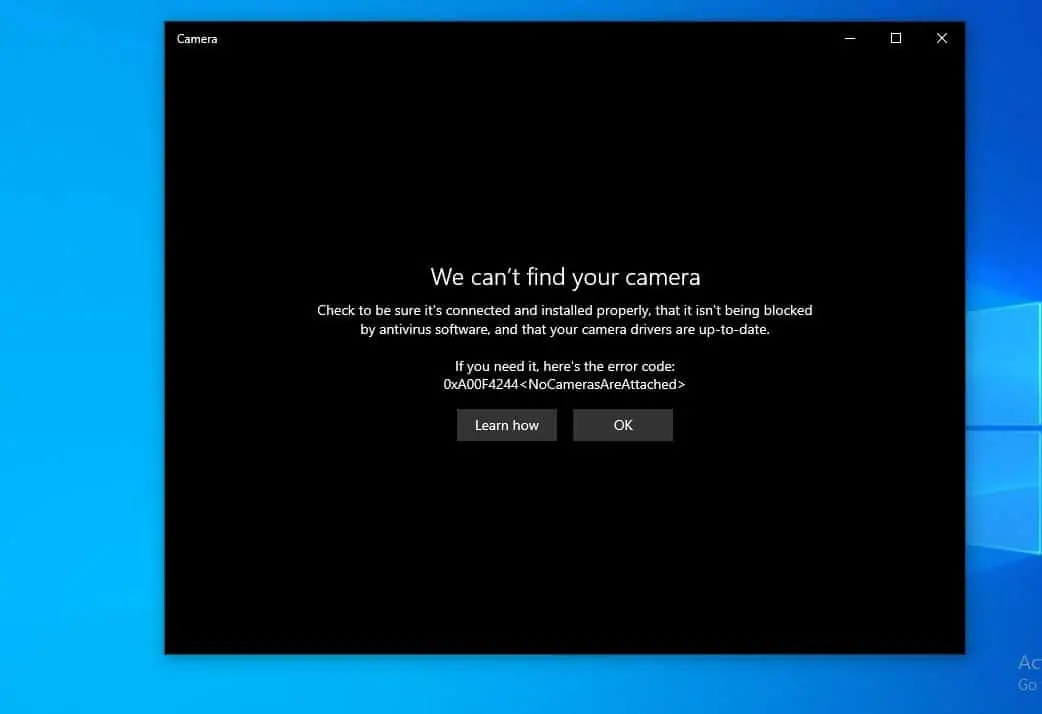 We cant find your camera Windows 10