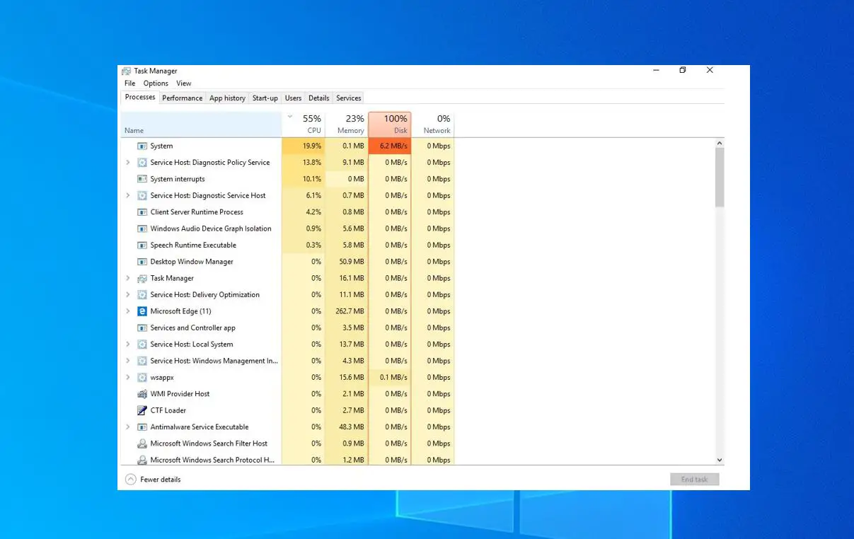 Windows 10 High CPU usage problem