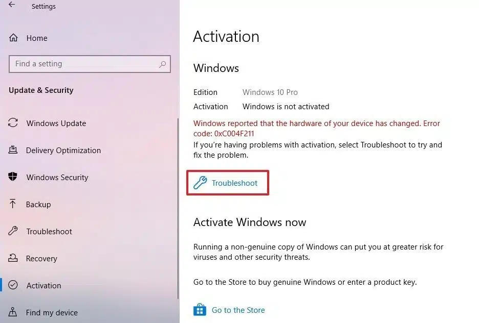 Windows 10 activation troubleshoot