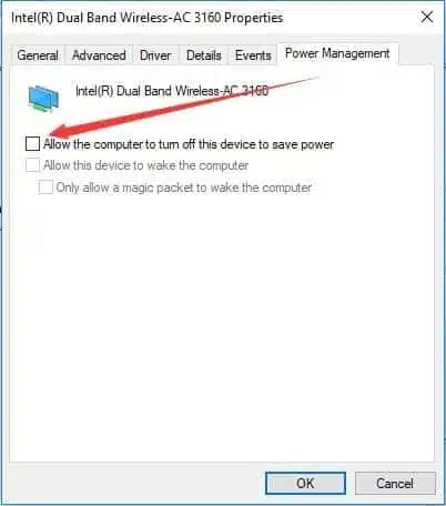  Allow the computer to turn off this device to save power 