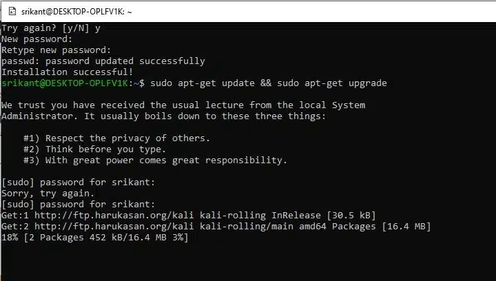 Command to update Kali Linux system