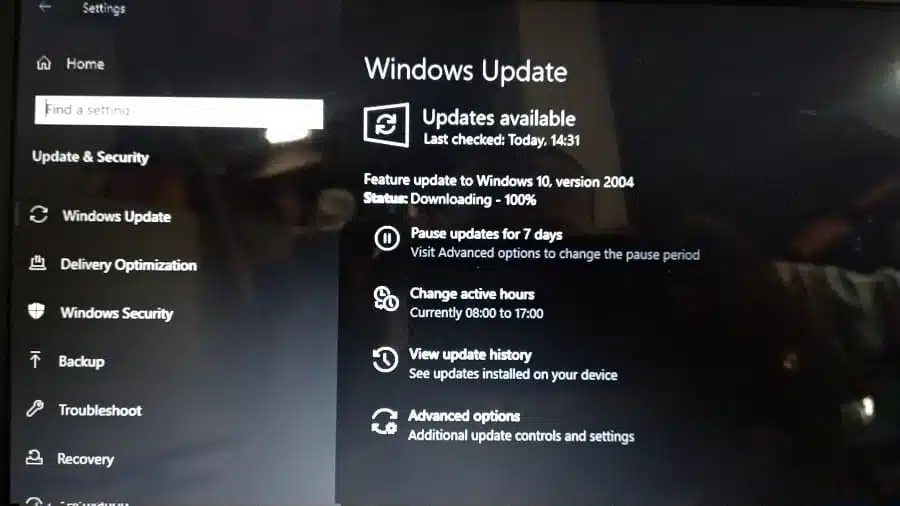 Feature Update Windows 10 version 2004