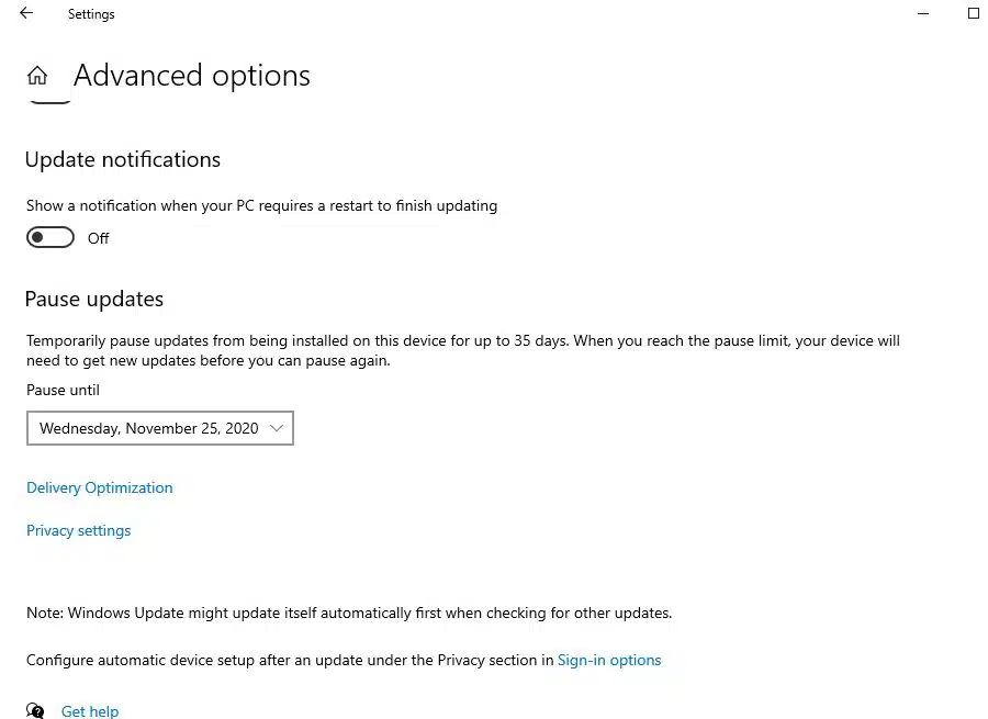 Pause windows 10 feature update