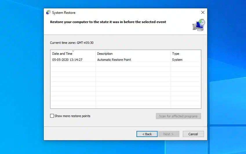Perform system restore