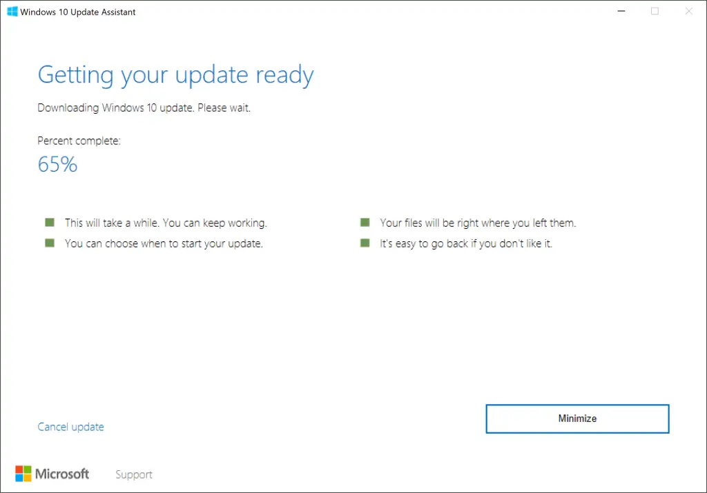 Windows 10 Update Assistant downloading updates