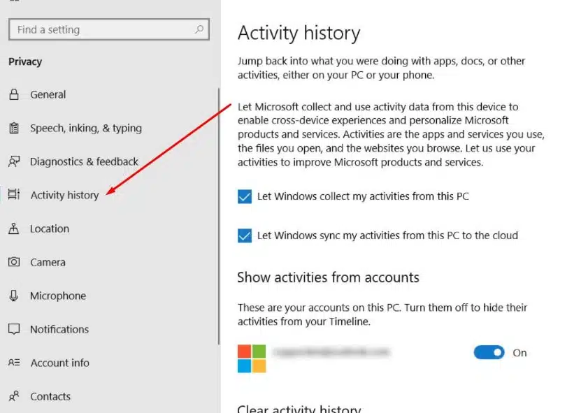 Enable the Timeline in Windows 10
