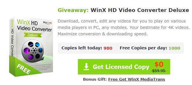 Giveway WinX HD Video Converter Deluxe