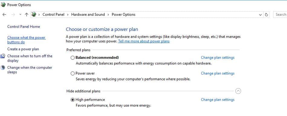 High Performance Power Plan