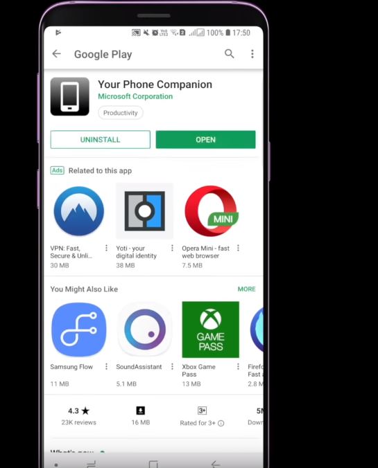 Install Your Phone Companion App on your mobile