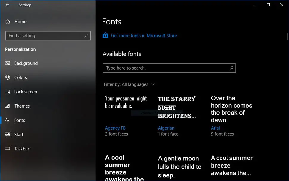 Install fonts from the Microsoft Store