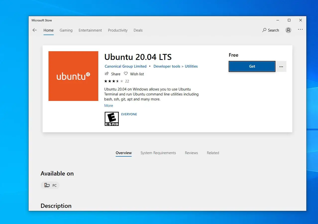 Install ubuntu on windows 10