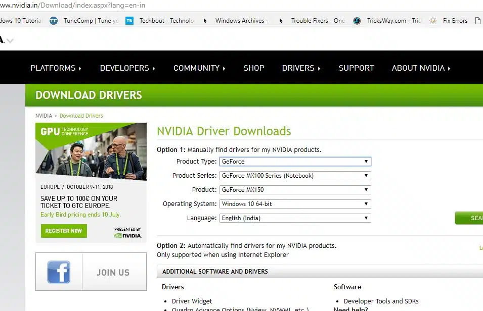 NVDIA driver download
