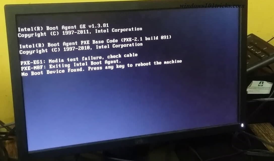 Windows boot device. Boot device. No Boot device. No Boot device found Press any Key to Reboot the Machine. No Boot device found.