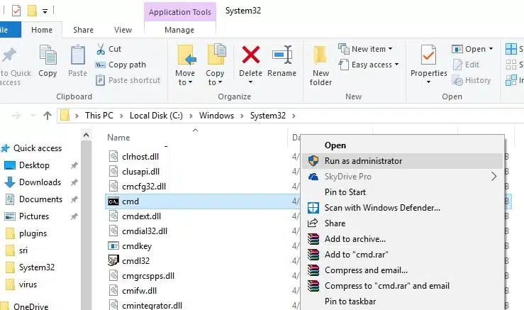 Open Elevated Command Prompt from File Explorer