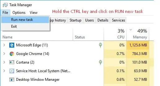 Open Elevated Command Prompt from Task Manager