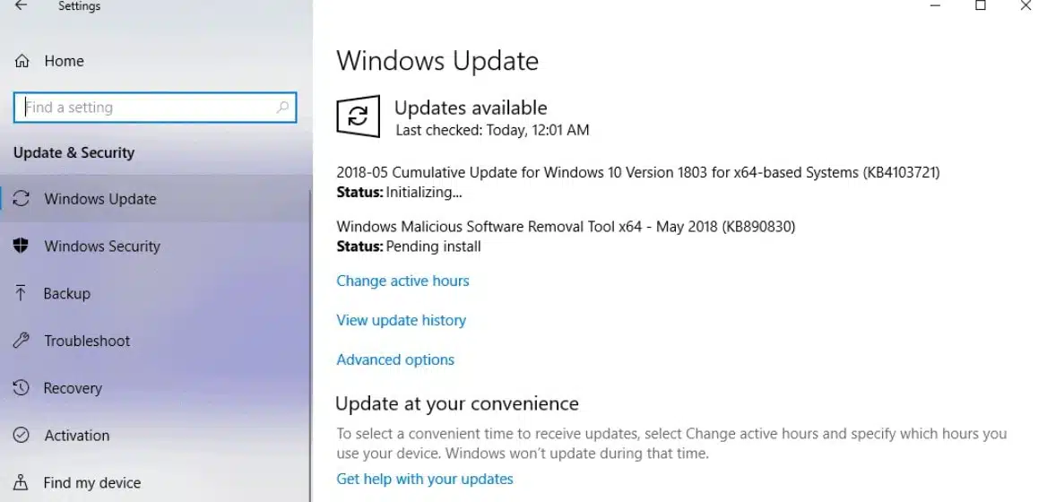 Windows 10 Update KB4103721