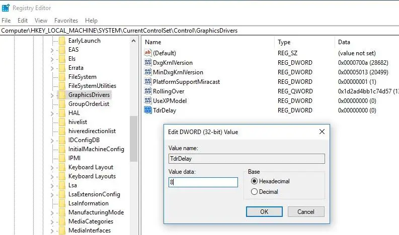 adjust the value of TdrDela entry