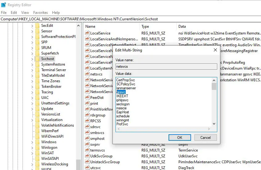 registry tweak fix Failed to connect to a Windows service error