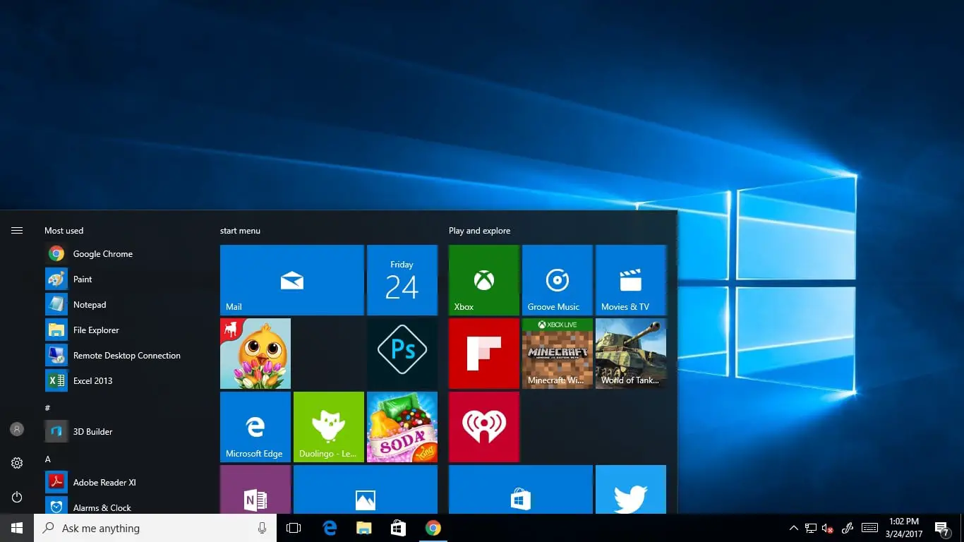 windows 10 Start menu Features