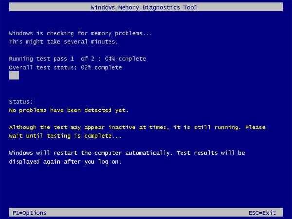 windows memory diagnostic test