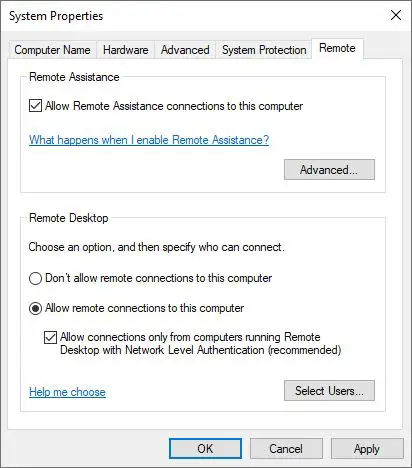 Allow remote connections on your Windows 10