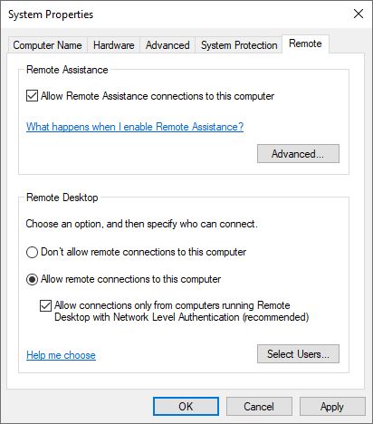 Allow remote connections on your Windows 10