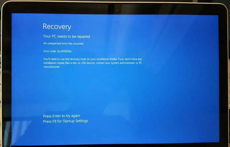 Windows 10 boot error Your PC needs to be repaired