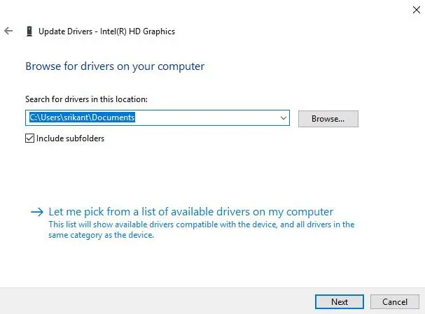 Browse for driver on your computer