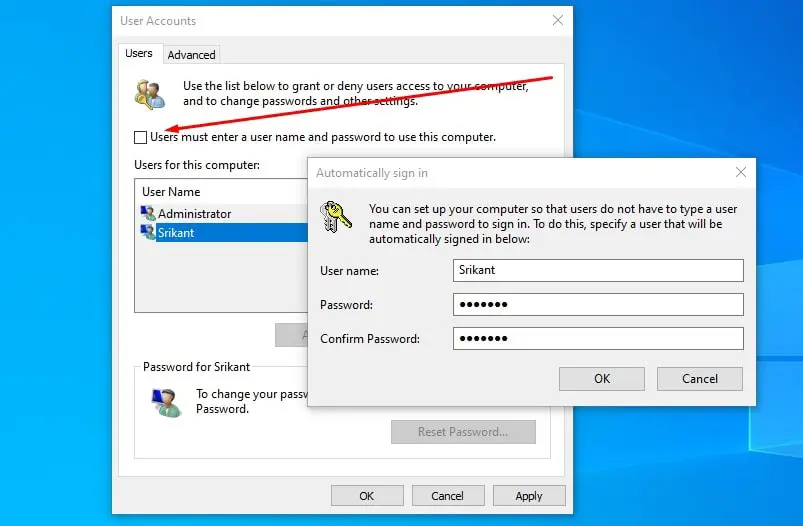 Bypass login password windows 10