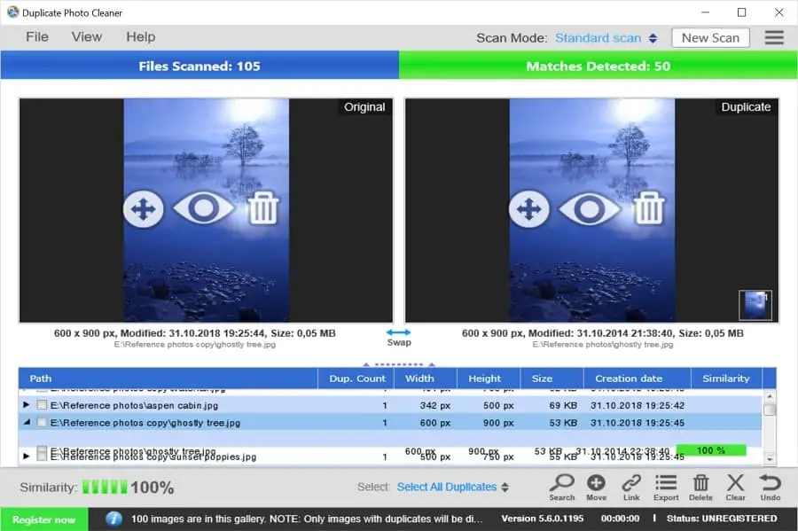 Compare duplicate photos